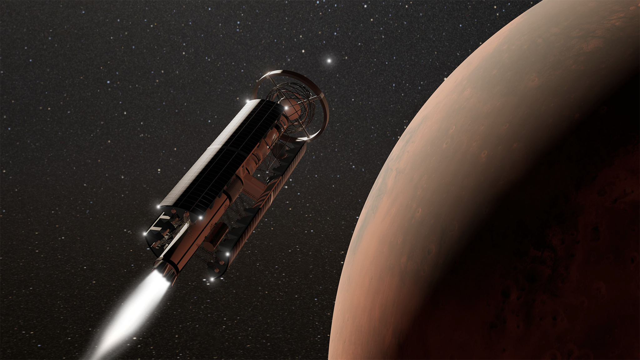 Michael Wang's spacecraft approaching Mars